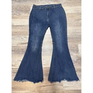 Vtg  Bell Bottom Jeans 32x31 Mid Rise Dark Wash Pants Sz XL